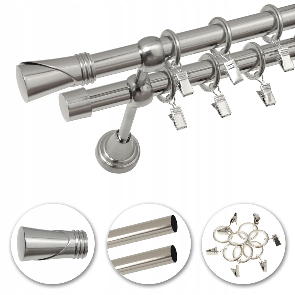 Dvojitá záclonová tyč 19 mm + 19 mm 220 cm